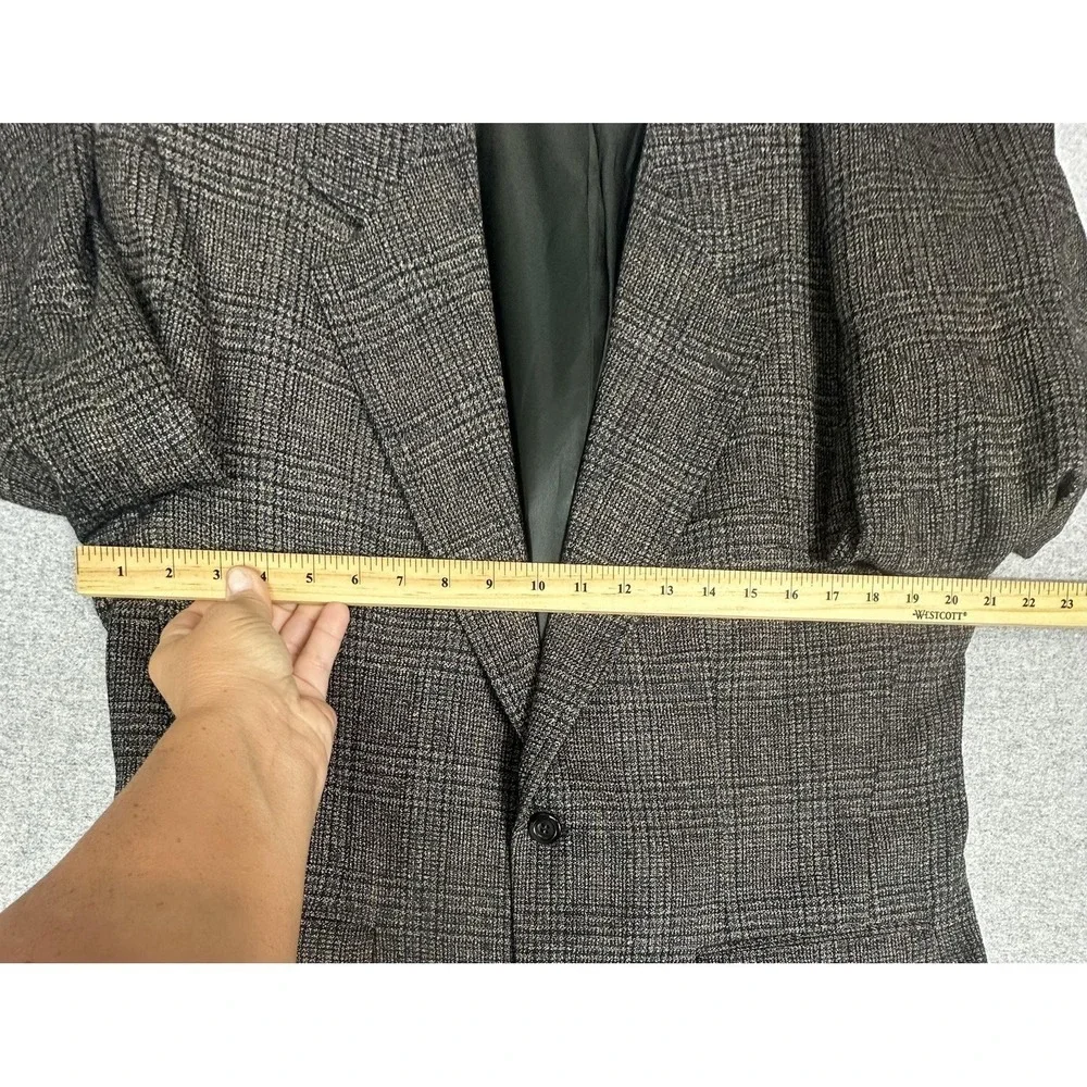 Vintage Bill Blass Blazer Mens Brown Wool‎ Glen Plaid Sport Coat Jacket Made USA
